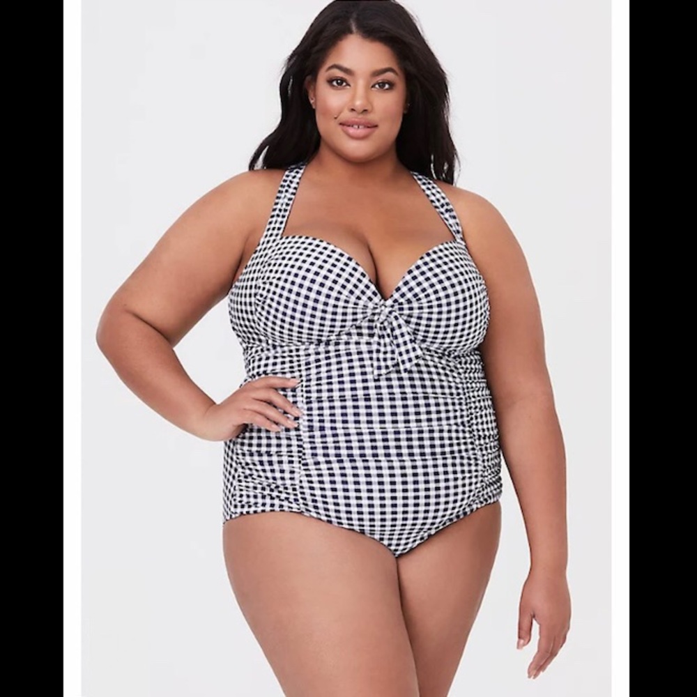 Torrid Gingham Navy White One Piece Size 2R